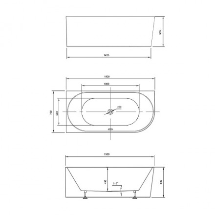Vincea VBT-402-1500L ванна акриловая 150х75
