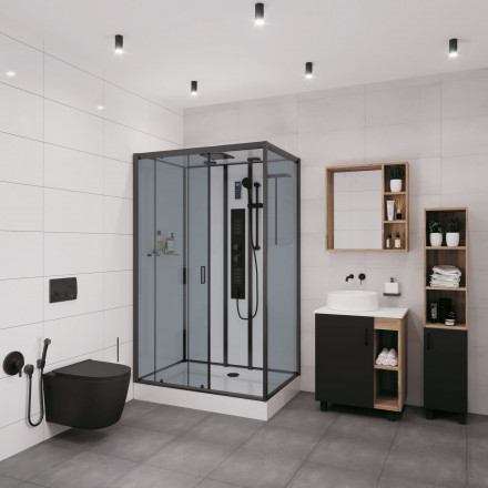 Niagara NG-6912GQR BLACK 120х80 душевая кабина низкий поддон