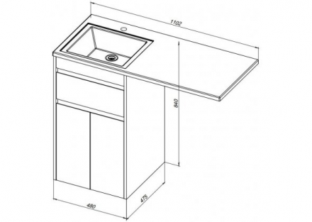 Aquanet Токио 110 R белый тумба с раковиной (напольная, 1 ящик, 2 дверцы)