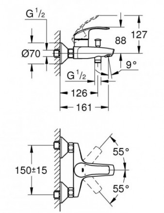 Grohe Eurosmart 124446 комплект 3 в 1