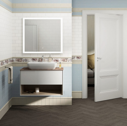 Kerama Marazzi Plaza Modern 80 тумба подвесная с ящиком и полкой, белая глянцевая
