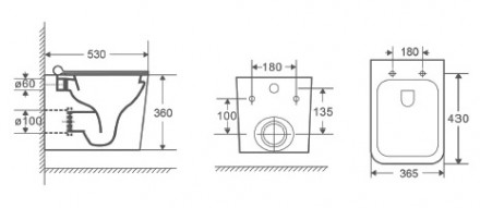 D&amp;K Quadro DT1516016 Унитаз подвесной безободковый