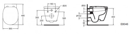 Ideal Standard Connect E804601 Подвесной унитаз укороченный (чаша)