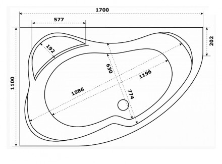 Azario Микона 170х110 ванна акриловая левая