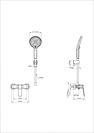 Wonzon &amp; Woghand WW-B2585-CR Смеситель для душа черный матовый