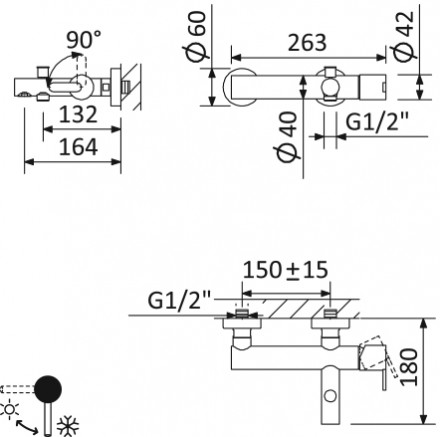 CEZARES LEAF-VD-L-01 смеситель для ванны и душа