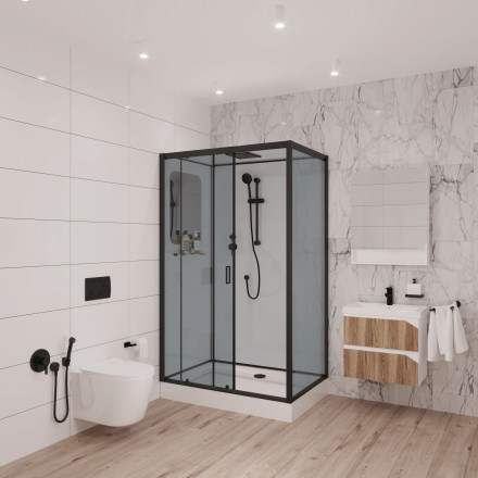 Niagara NG-6912QL BLACK 120х80 душевая кабина низкий поддон