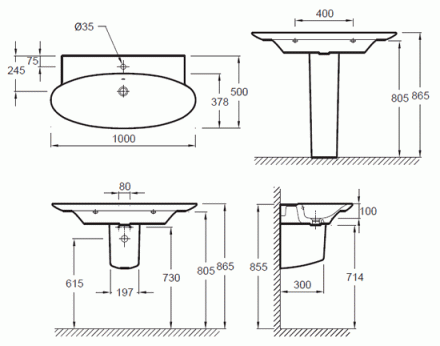 Jacob Delafon Presqu’ile E4436-00 Раковина 1000x500 мм