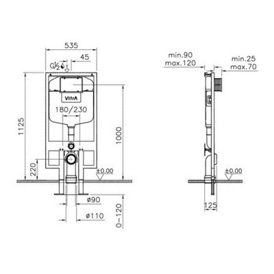 Vitra Zentrum L-box 9012B003-7206 Унитаз подвесной в комплекте с инсталляцией