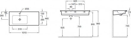 Jacob Delafon VOX EXAC112-Z-00 Раковина 1000х460 мм