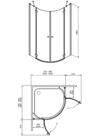 Radaway Torrenta PDD 80x80 Душевой угол стекло графит