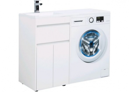 Aquanet Токио 110 L белый тумба с раковиной (напольная, 1 ящик, 2 дверцы)