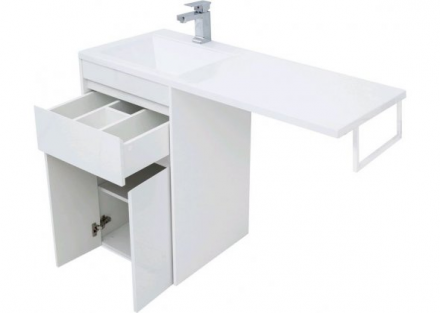 Aquanet Токио 110 L белый тумба с раковиной (напольная, 1 ящик, 2 дверцы)