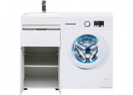 Aquanet Токио 110 L белый тумба с раковиной (напольная, 1 ящик, 2 дверцы)