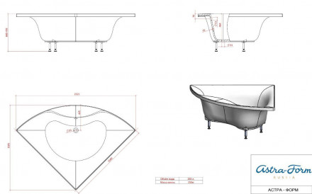 Ванна Astra-Form Виена Solid Surface