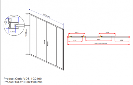 Vincea Garda VDS-1G2190CL душевая дверь