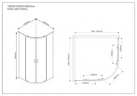 Vincea Scala VSQ-2SC100CL душевой уголок