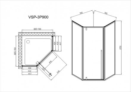 Vincea Penta VSP-3P900CLB душевой уголок