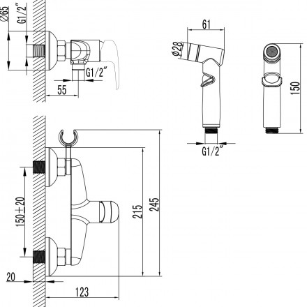 Lemark Pramen LM3318BL смеситель с гигиеническим душем