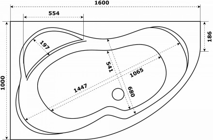 Azario Микона 160х100 ванна акриловая левая