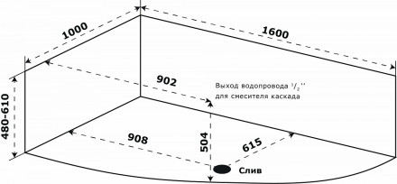 Azario Микона 160х100 ванна акриловая левая