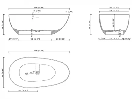 UNI-FLOW OVA FS302-1700 Matt White Ванна отдельностоящая