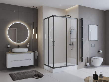 BelBagno UNO-195-AH-2-100/80-C-NERO душевой уголок