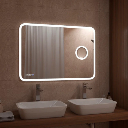 Континент Bliss Led 1000х700 зеркало с увеличительным зеркалом, часами