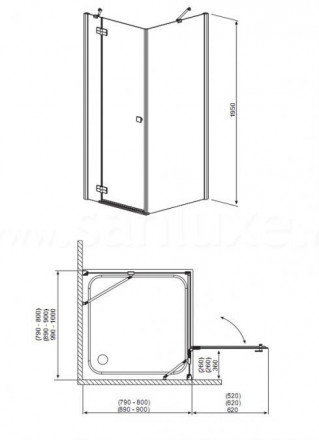 Radaway Almatea KDJ 100Rx80 Душевой угол стекло графит