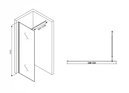 ABBER Immer Offen AG61120B8 душевая перегородка