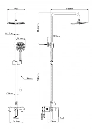 Wonzon &amp; Woghand WW-B2166-A-MW Душевая система белый матовый