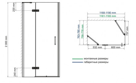 WasserKRAFT Aller 10H06LBLACK MATT Душевой угол 120x80