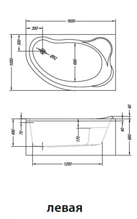 Kolpa san Amadis L 160x100 акриловая ванна левая