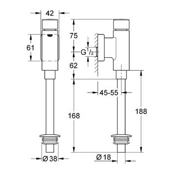 Grohe Rondo 37346000 Смывное устройство для писсуара