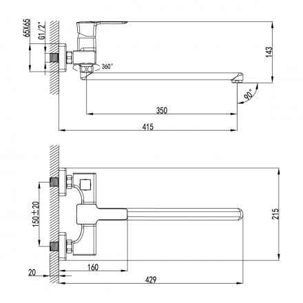 Lemark Basis LM3617C смеситель для ванны