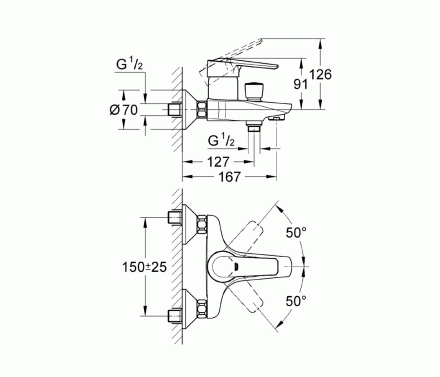 Grohe Eurostyle Cosmopolitan 33591002 Смеситель для ванны