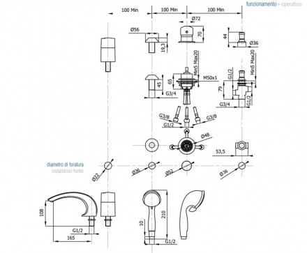 Vega Arco 91A1695125 Lux Смеситель на борт ванны (4 элемента)
