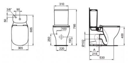 Ideal Standard Tesi ST008201 AquaBlade Напольный унитаз (чаша)