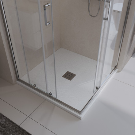 BelBagno UNO TRAY-MR-UNO-A-90-35-W-CR душевой поддон из искусственного мрамора в комплекте с сифоном
