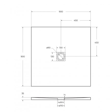 BelBagno UNO TRAY-MR-UNO-A-90-35-W-CR душевой поддон из искусственного мрамора в комплекте с сифоном