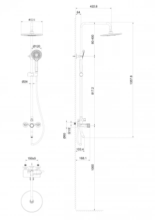 Wonzon &amp; Woghand Click WW-N3S962-MW Душевая система белый матовый