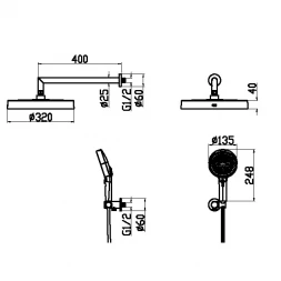 Boheme Cell 427-G/134-2-G Комплект для душа