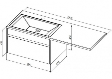 Aquanet Токио 130 L белый тумба с раковиной (подвесная, 1 ящик)