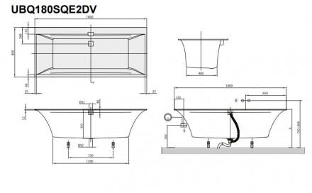Ванна Villeroy Boch Squaro Edge 12 180x80