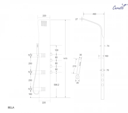 Cerutti BELLA B CT9254 Панель душевая