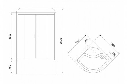 RB 100NRW-T душевая кабина 100x100x217