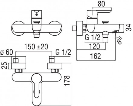 Nobili ABC AB87110-1CR смеситель для ванны