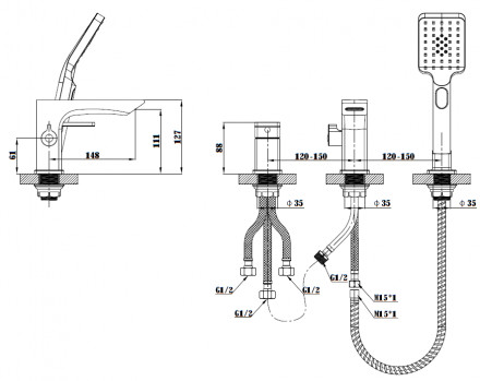 ESKO Vela PB 355B Смеситель для ванны