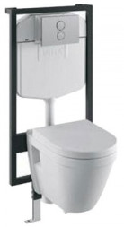 Vitra S50 9003B003-7201 Унитаз подвесной в комплекте с инсталляцией (клавиша хром)