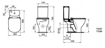 Ideal Standard Tesi T008701 AquaBlade Напольный унитаз